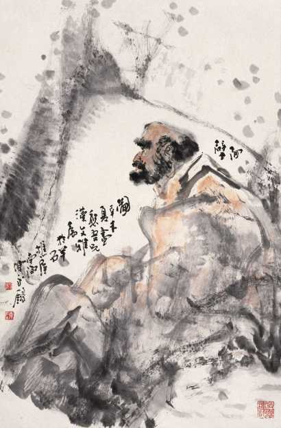 陈永锵 辛未（1991）年作 面壁图 立轴